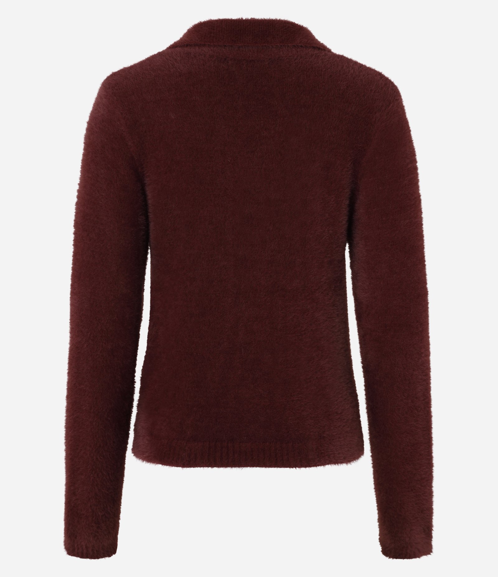 Casaco Peluciado em Tricô com Gola Polo Vermelho 8