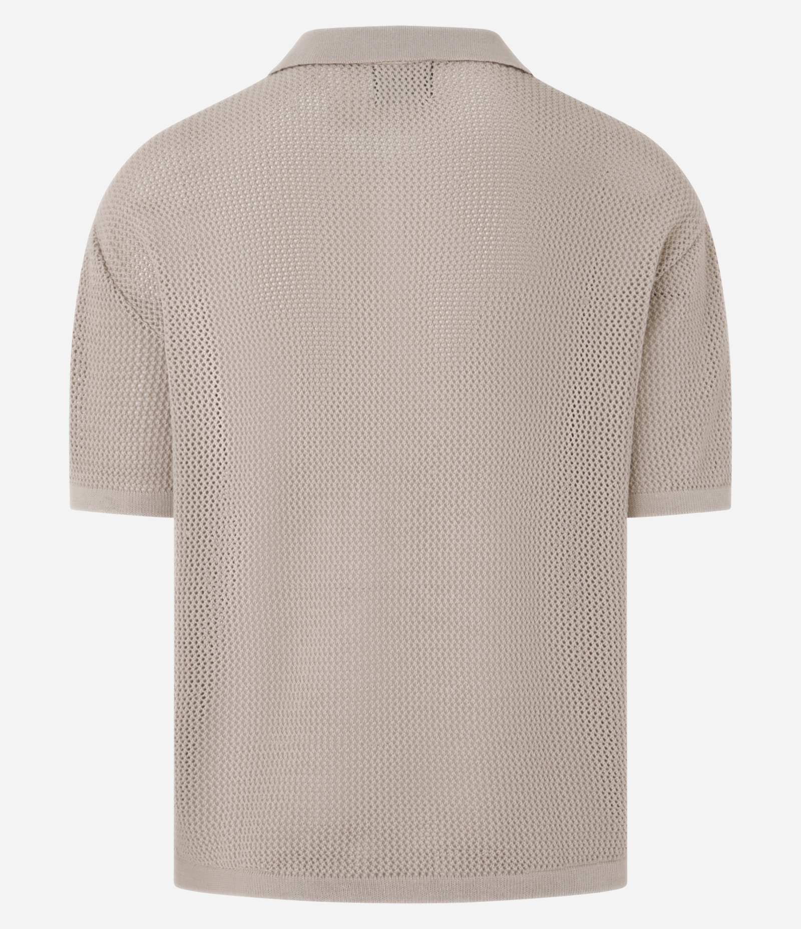 Camisa Polo Comfort em Tricô com Ponto Aberto Bege 8