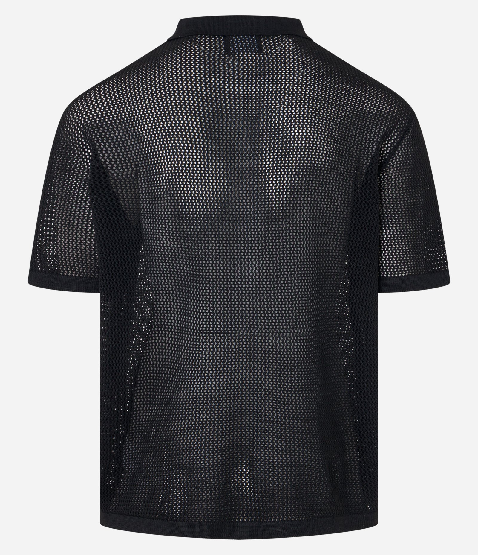 Camisa Polo Comfort em Tricô com Ponto Aberto Preto 7
