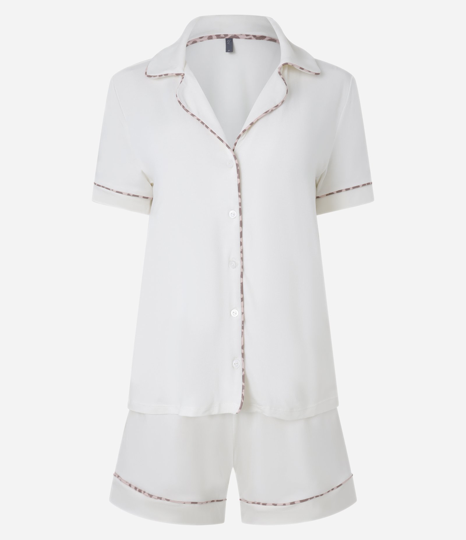 Pijama Short Doll Curto Americano com Viés Constrastante Branco Neve 5