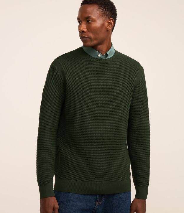 Suéter em Malha com Textura Xadrez Grid