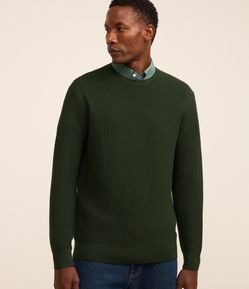 Suéter em Malha com Textura Xadrez Grid