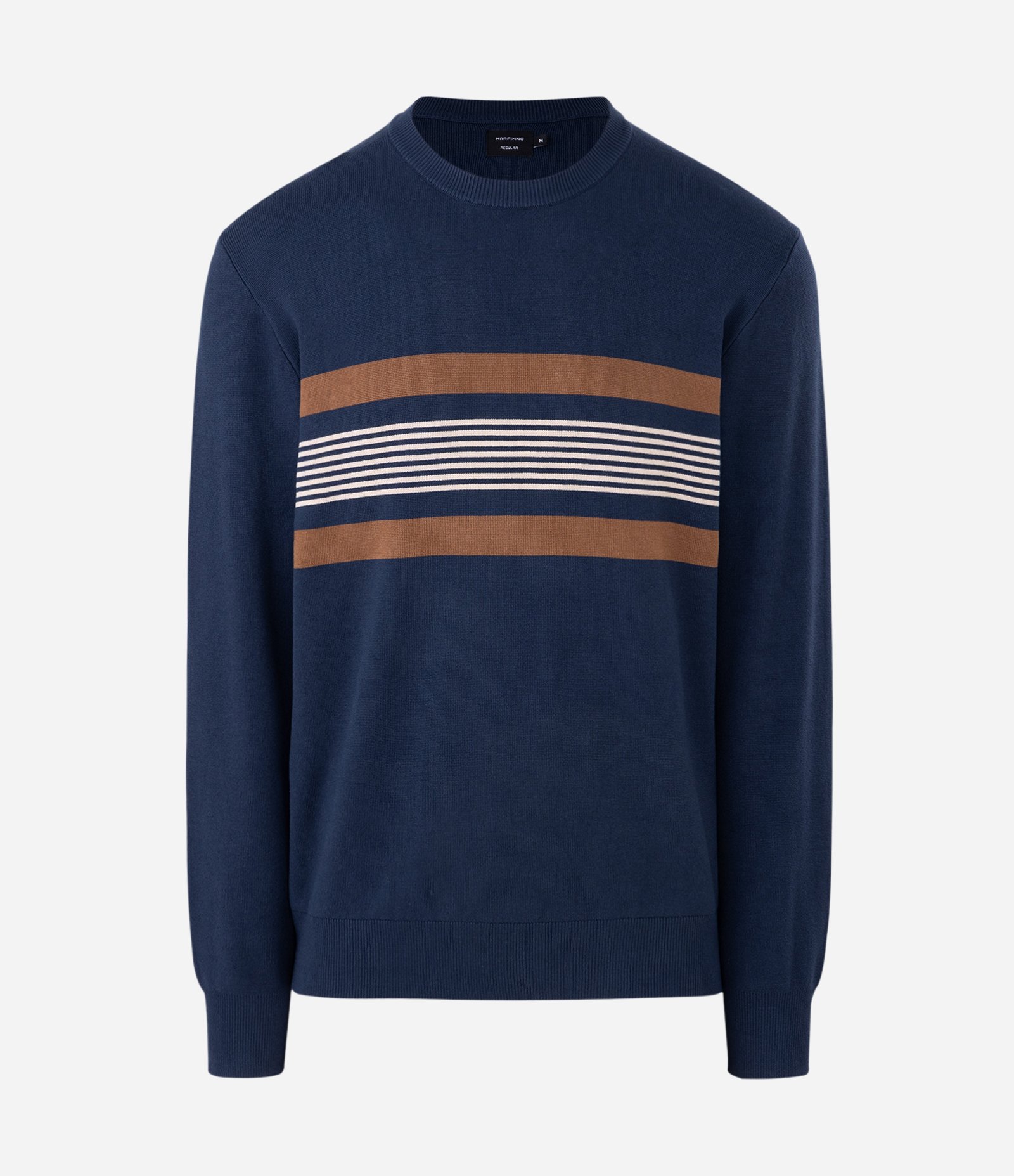 Suéter Regular em Tricô com Estampa de Listras Horizontais Azul 4