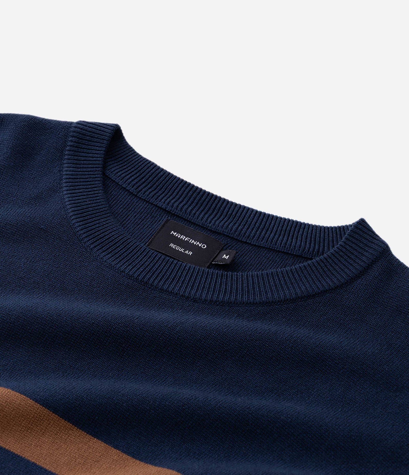 Suéter Regular em Tricô com Estampa de Listras Horizontais Azul 8