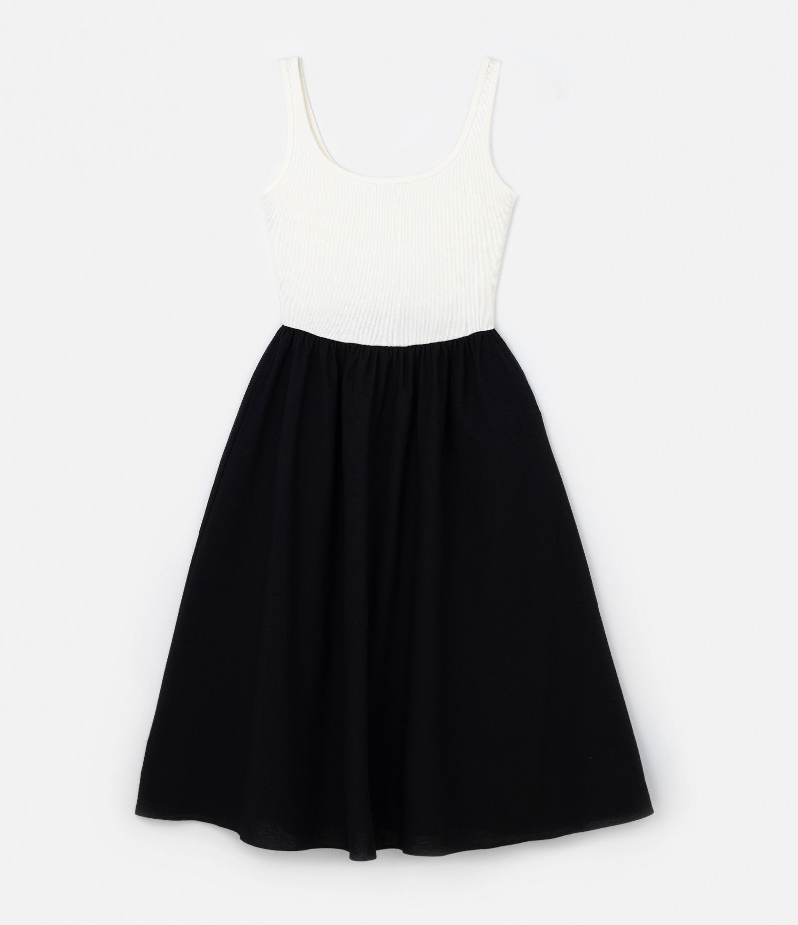 Vestido sem Manga em Ribana com Saia Plana Preto 5