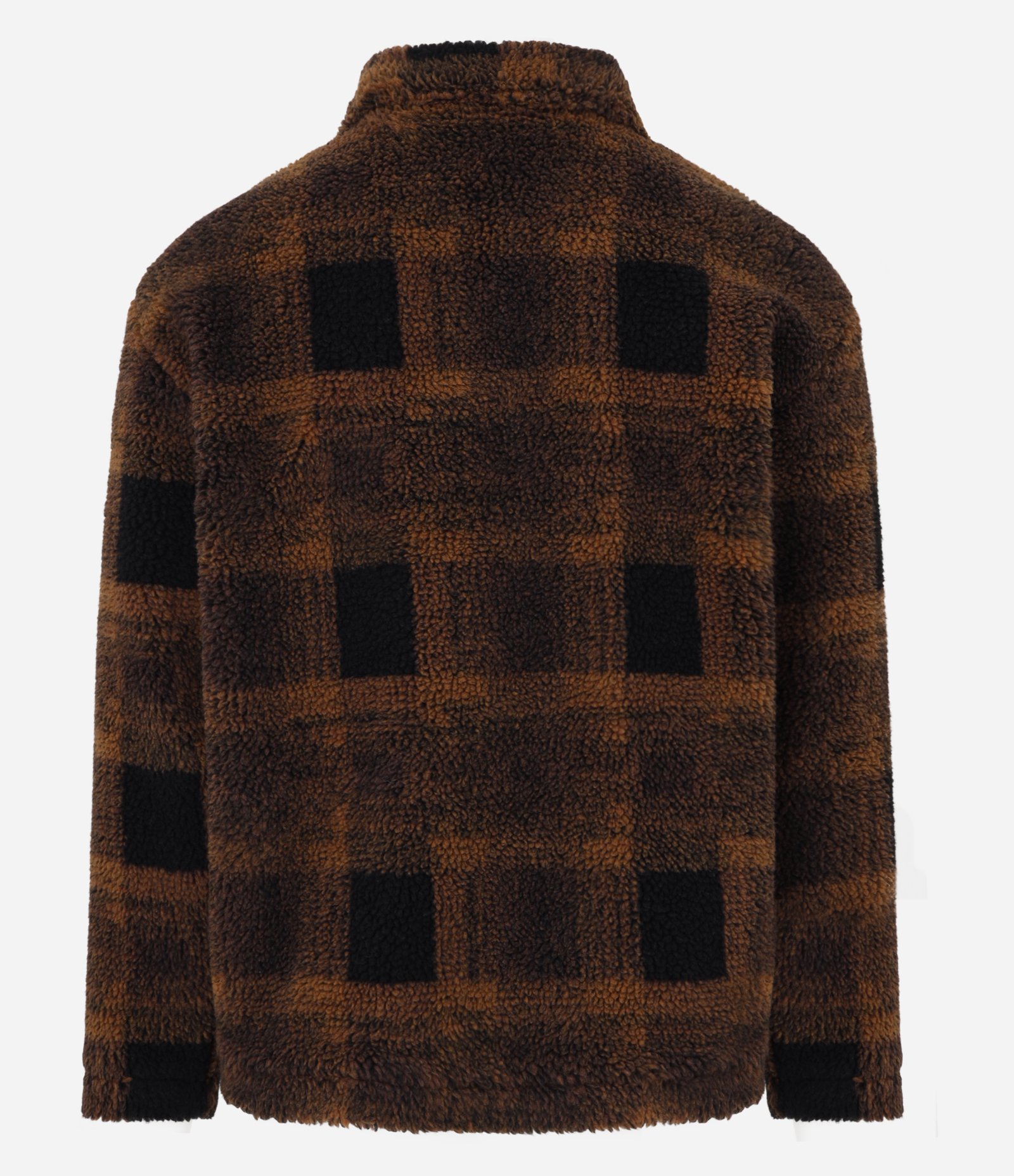 Jaqueta em Sherpa Xadrez com Textura de Pelinhos Marrom 3