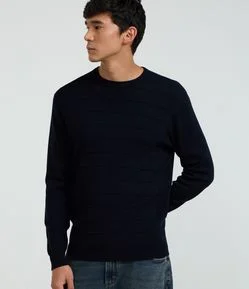 Suéter Regular em Tricô com Gola Redonda