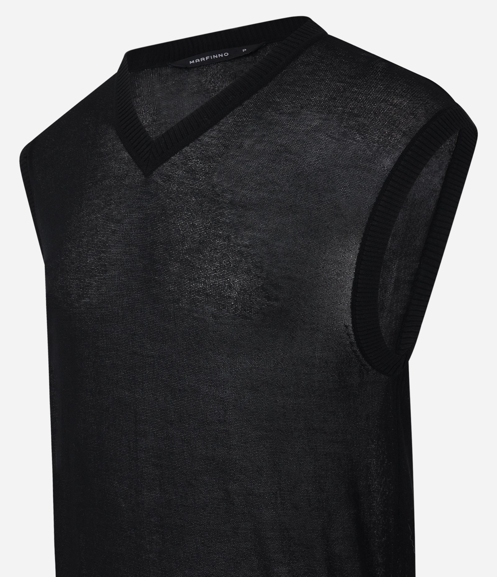 Colete em Tricô com Toque Leve e Gola em V Preto 5