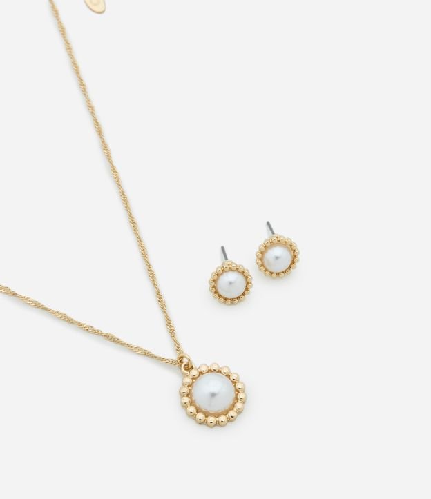 Conjunto de Colar e Brinco Pingente Pérola