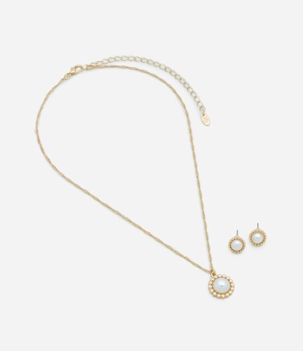 Conjunto de Colar e Brinco Pingente Pérola