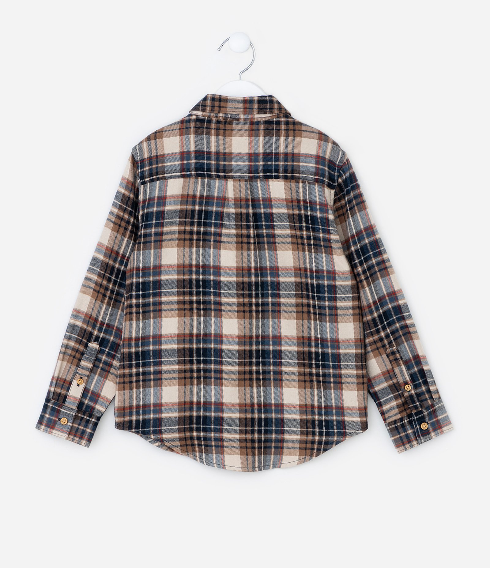 Camisa Infantil em Flanela com Estampa Xadrez - Tam 5 a 14 Anos Marrom/Azul 2