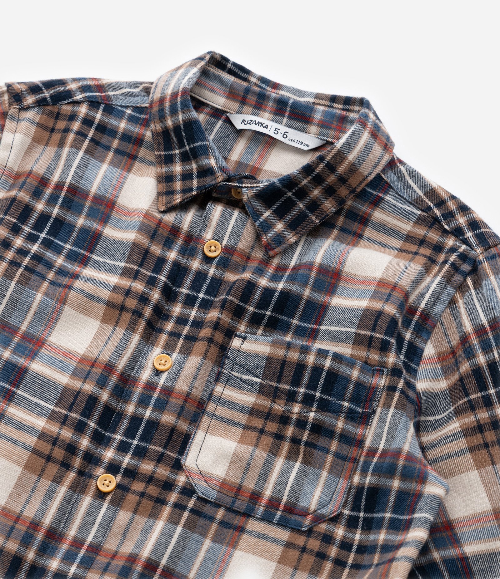 Camisa Infantil em Flanela com Estampa Xadrez - Tam 5 a 14 Anos Marrom/Azul 6