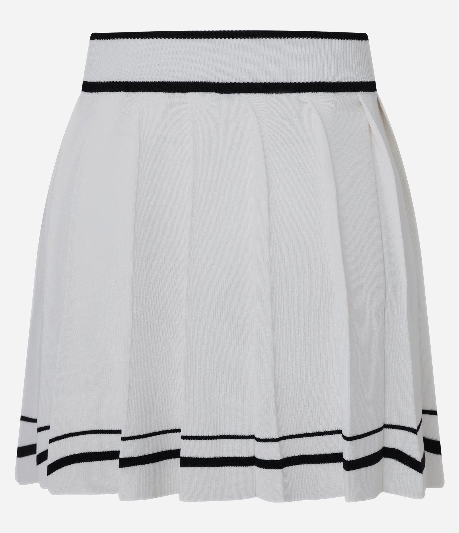 Saia em Tricô com Efeito Plissado e Contraste Branco 6