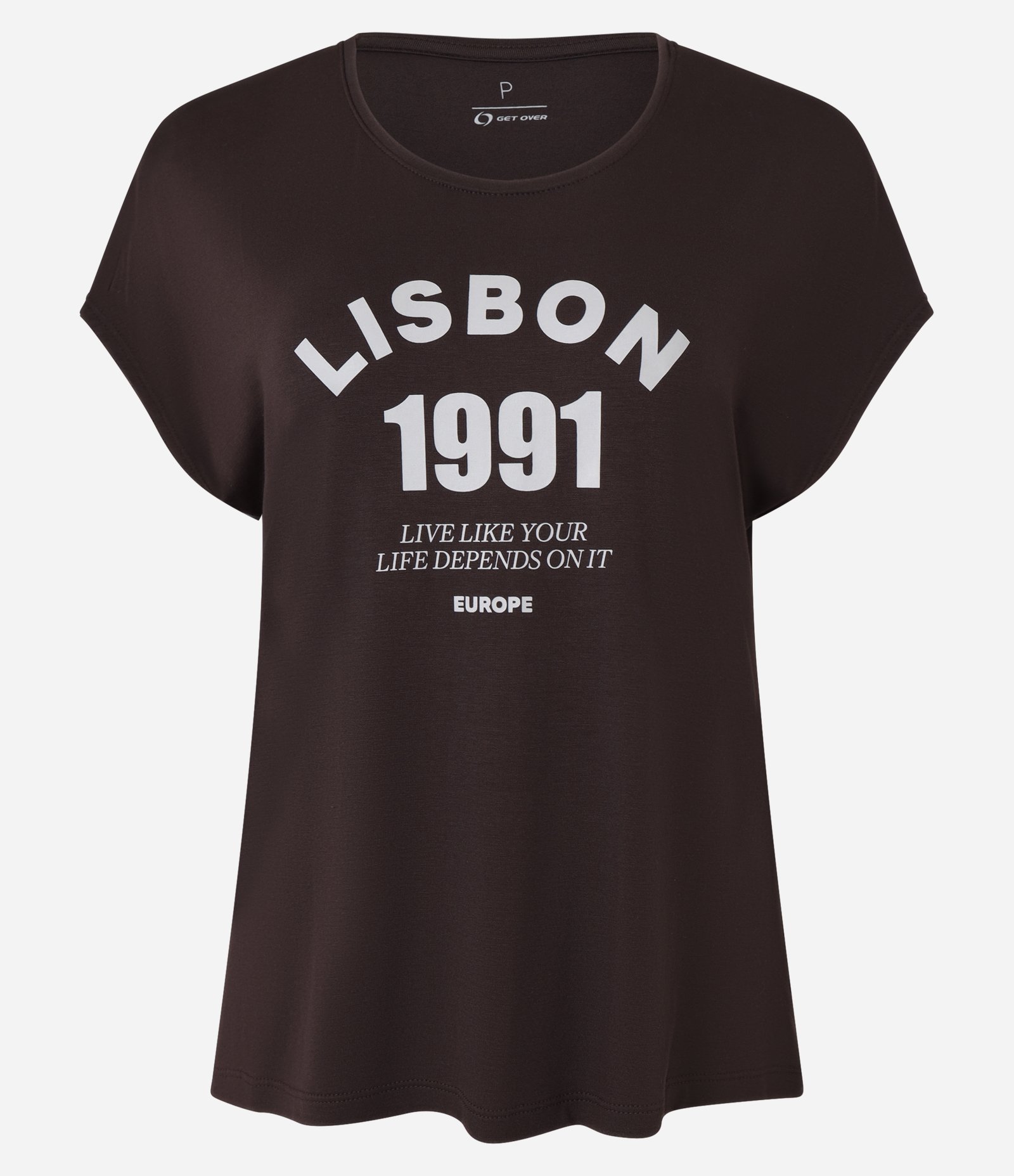 Camiseta em Viscose com Estampa Lisbon 1991 Marrom 5