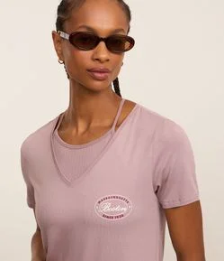 Camiseta em Viscose com Estampa Localizada