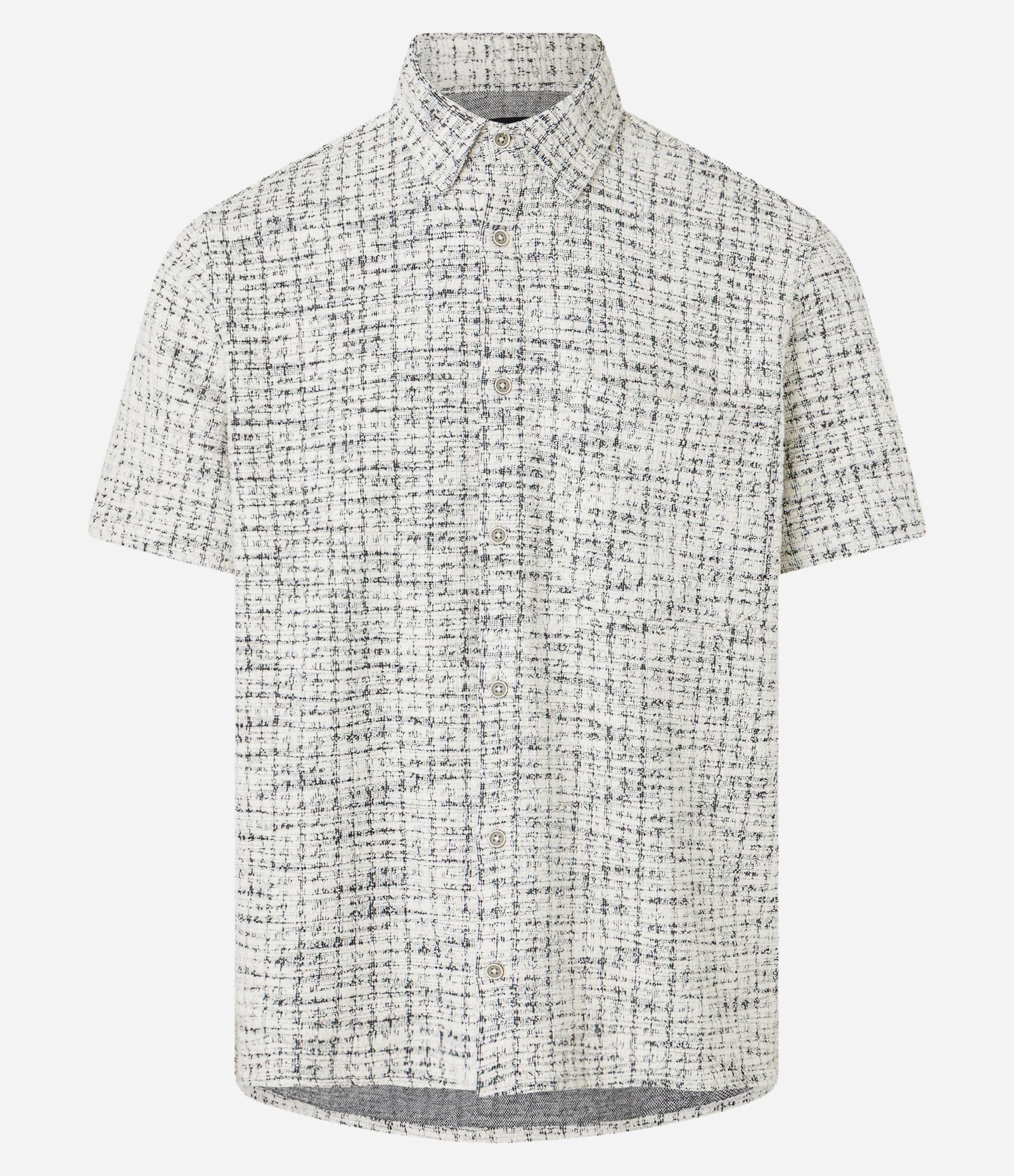 Camisa em Tweed com Textura e Listras Abstratas Off White 4