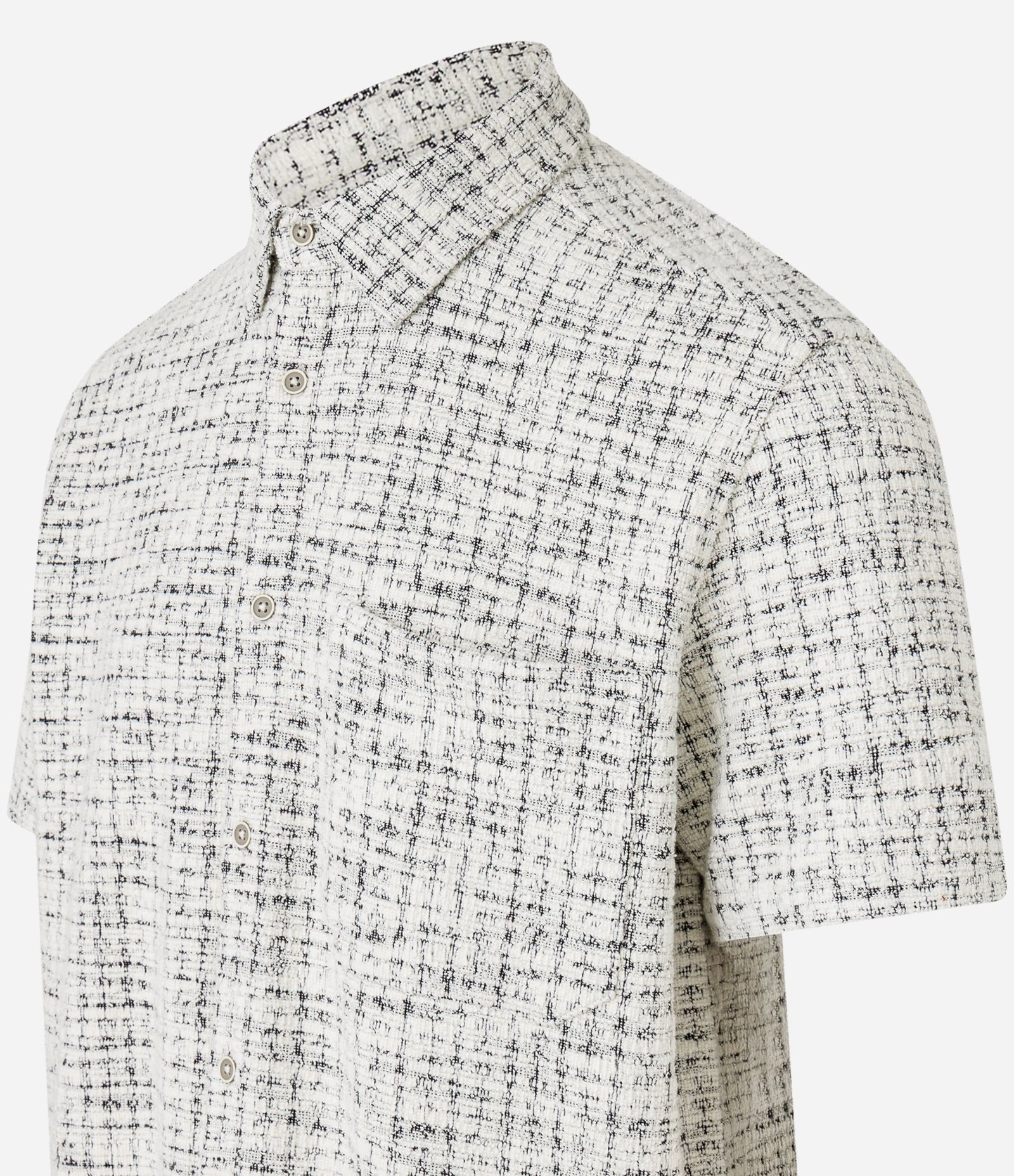 Camisa em Tweed com Textura e Listras Abstratas Off White 5
