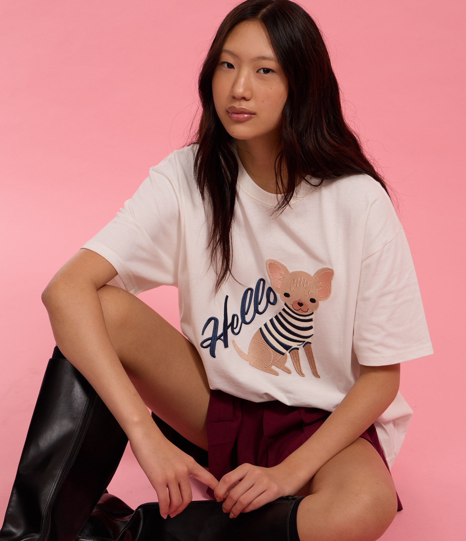 Blusa em Algodão com Bordado de Cachorro de Roupinha Branco 5