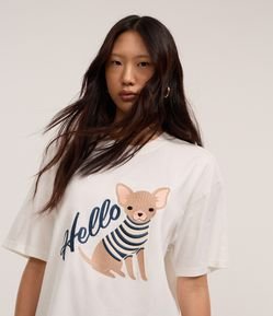 Blusa em Algodão com Bordado de Cachorro de Roupinha