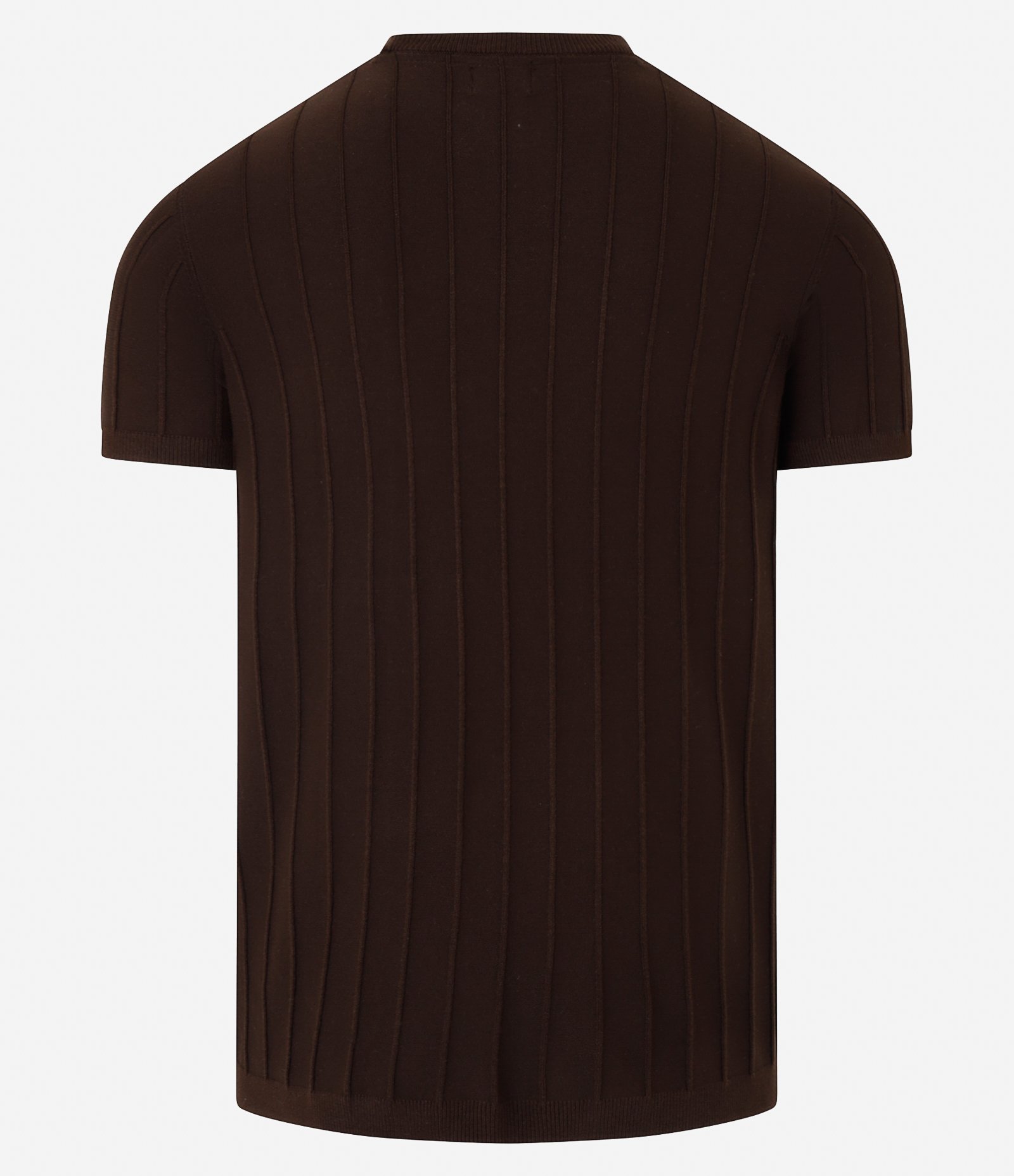 Camiseta Slim em Tricô com Relevos Verticais Marrom Escuro 7