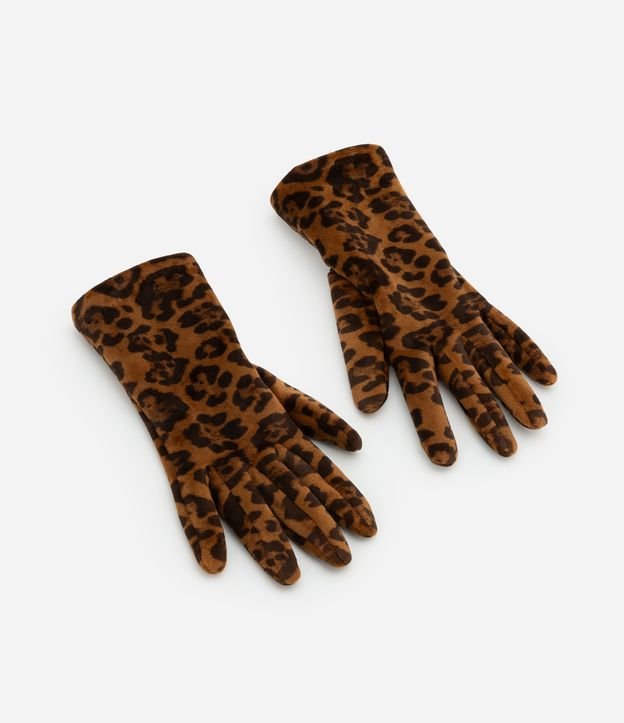Luva em Plush Animal Print Oncinha