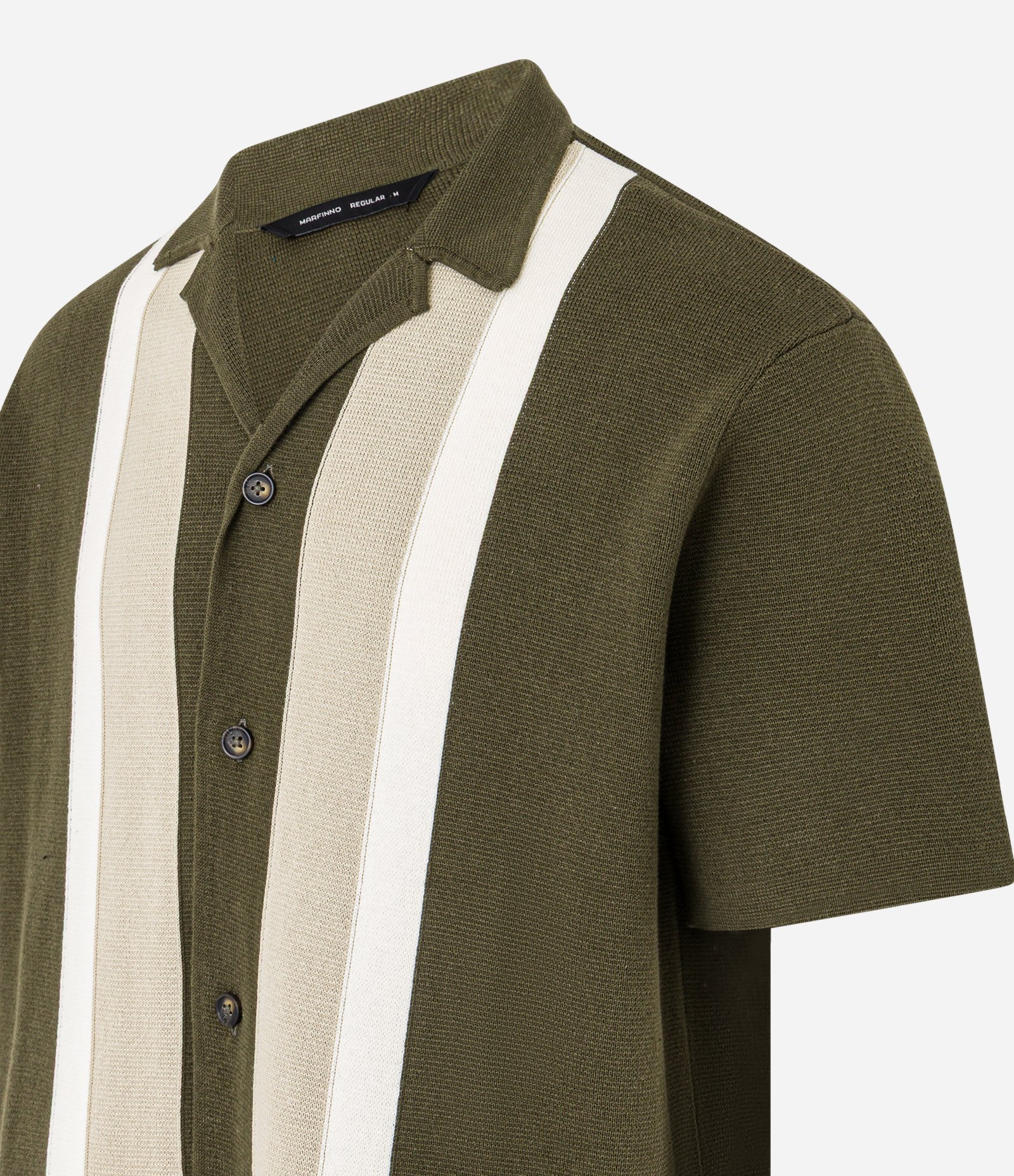 Camisa Regular em Tricô com Listras Contrastantes Verde 6