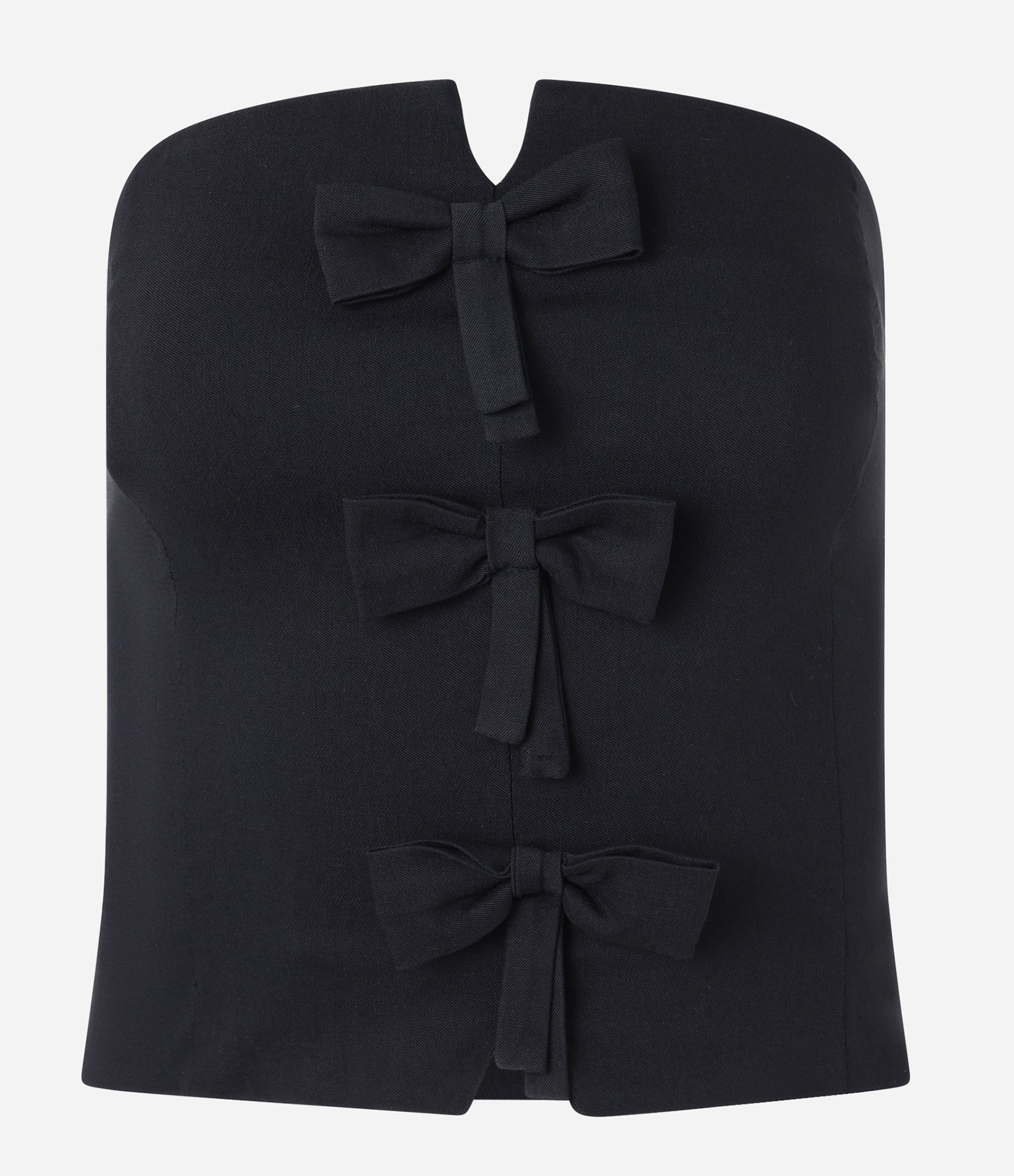 Blusa em Bengaline Tomara que Caia com Laços Frontais Preto 5