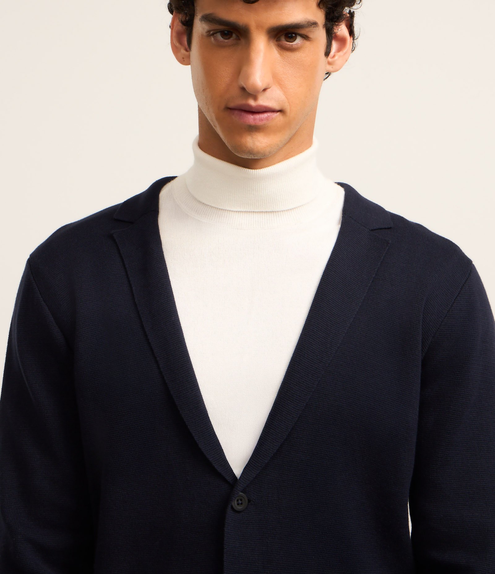 Blazer em Algodão com Gola Lapela Azul Marinho 3