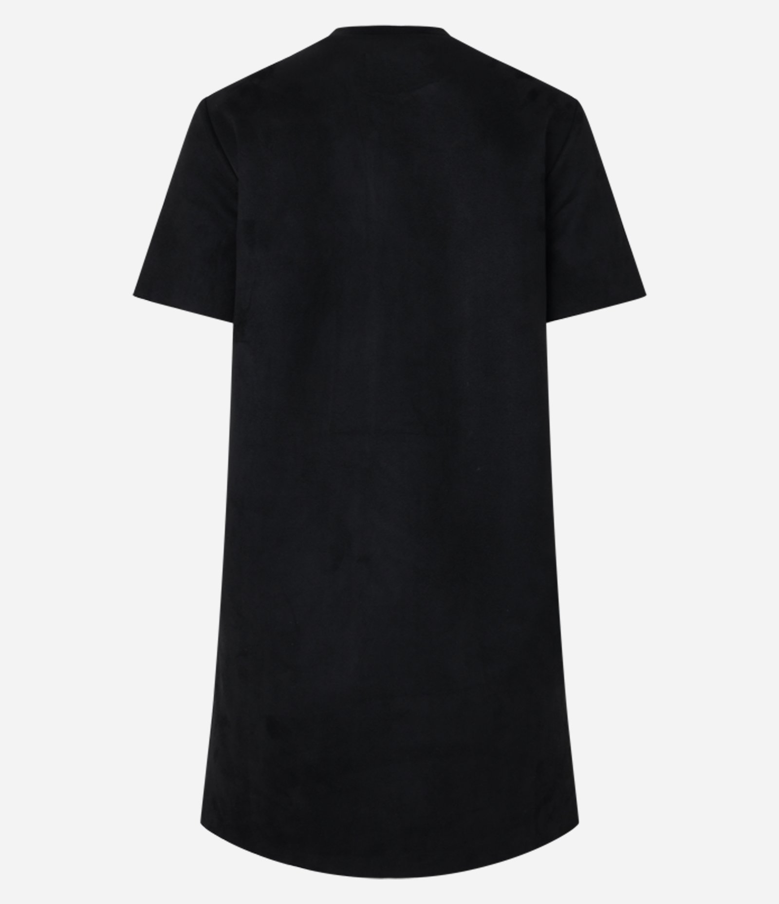 Vestido Reto T-Shirt em Suede com Pedrarias de Strass Preto 8