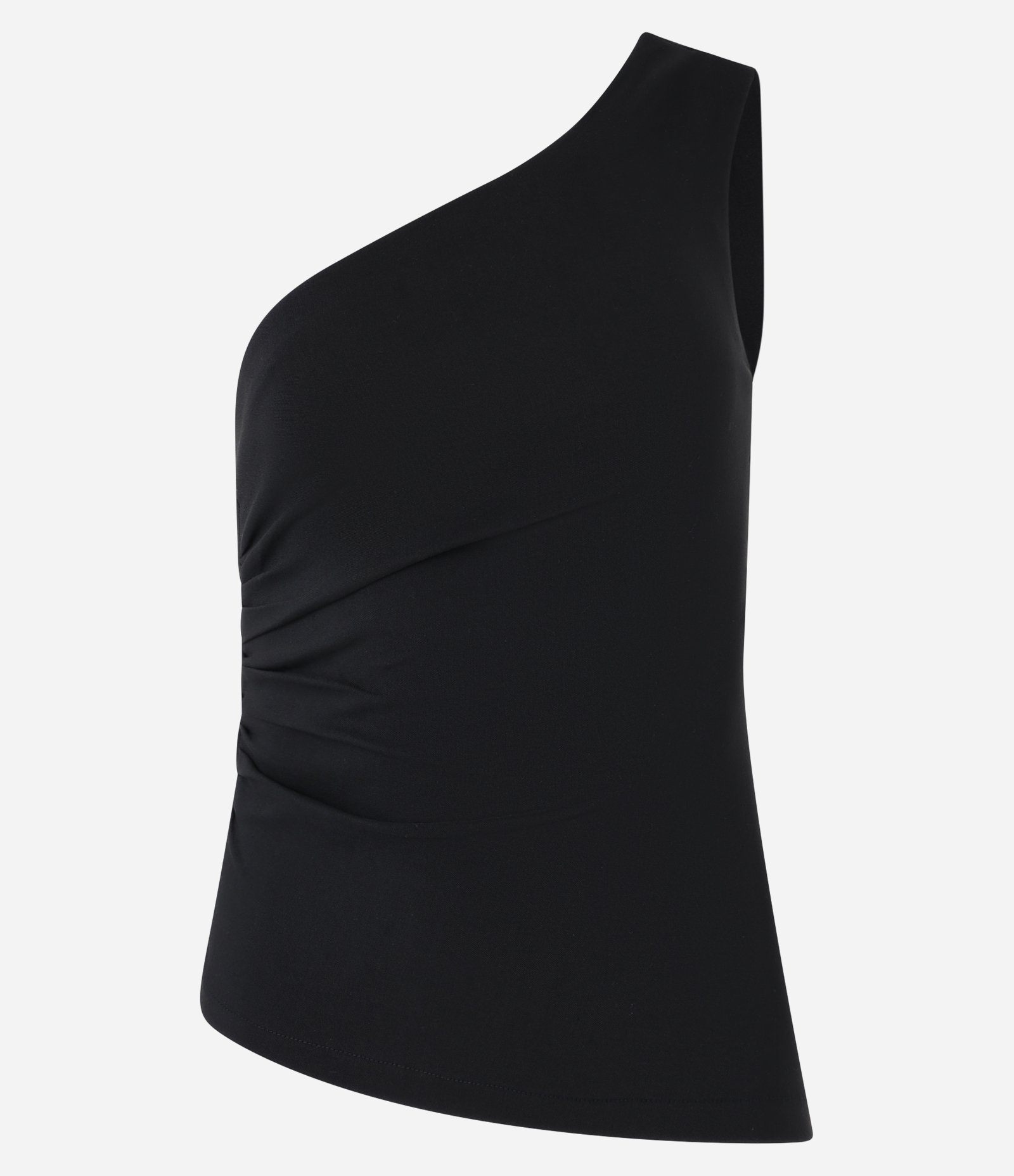 Blusa Ombro Único em Bengaline com Detalhe Drapeado Alongado Preto 5