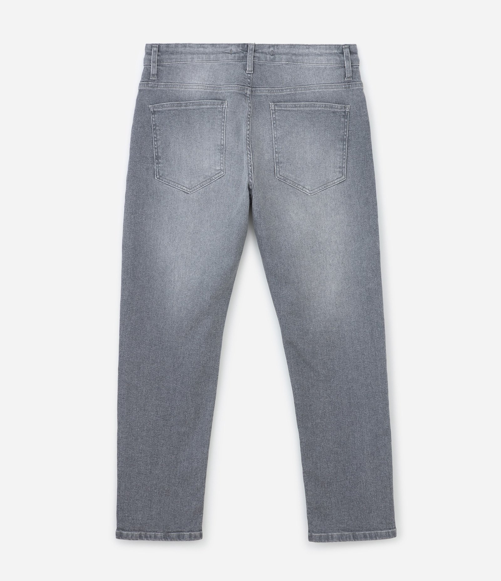 Calça Slim Cropped em Jeans com Efeito Estonado Cinza Médio 2