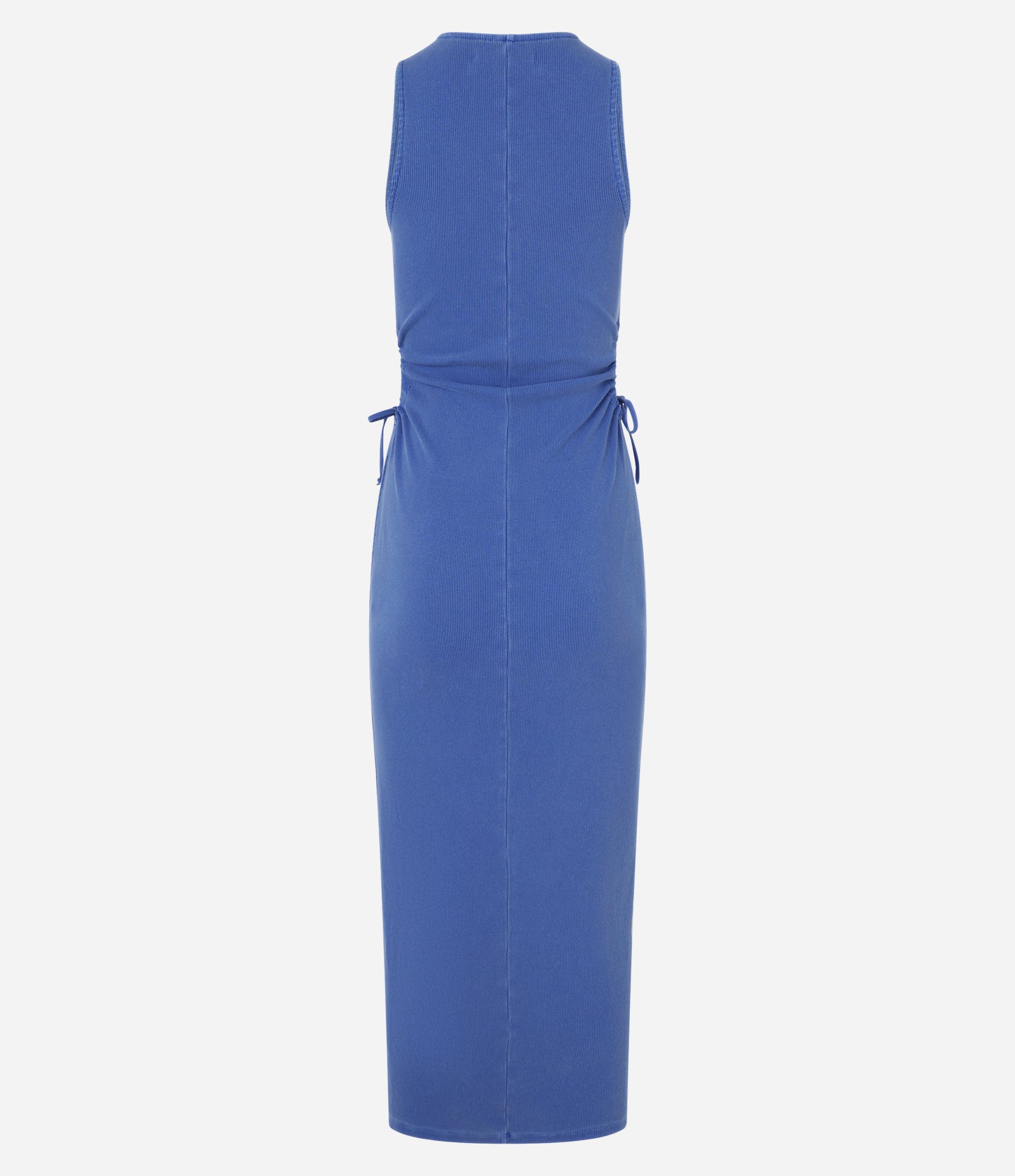 Vestido Midi em Ribana Sem Manga com Aberturas Laterais Azul 6