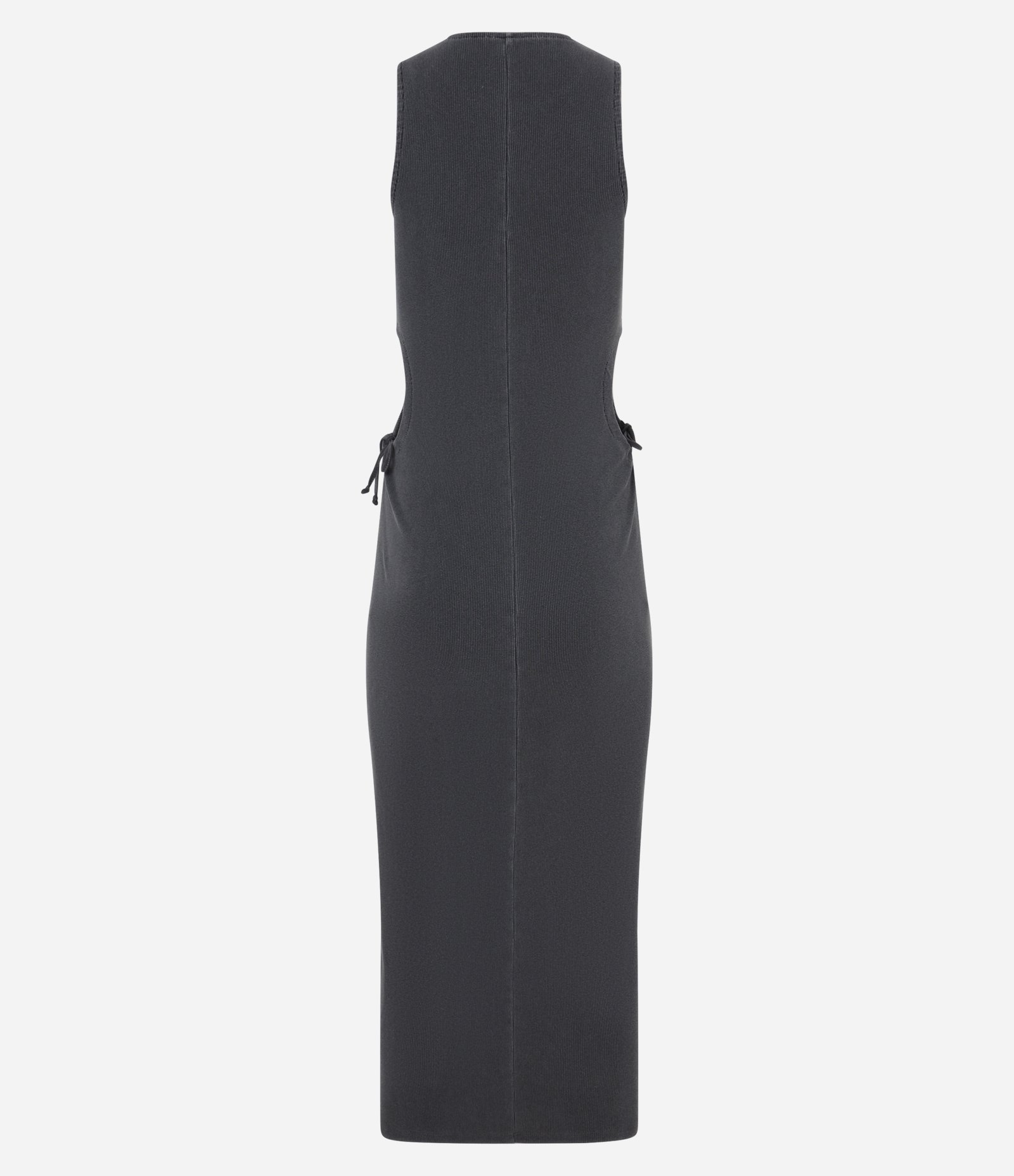 Vestido Midi em Ribana Sem Manga com Aberturas Laterais Cinza Escuro 6