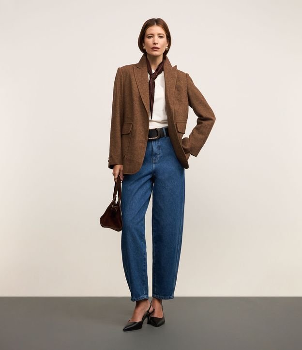 Calça Baggy em Jeans com Lateral Transpassada