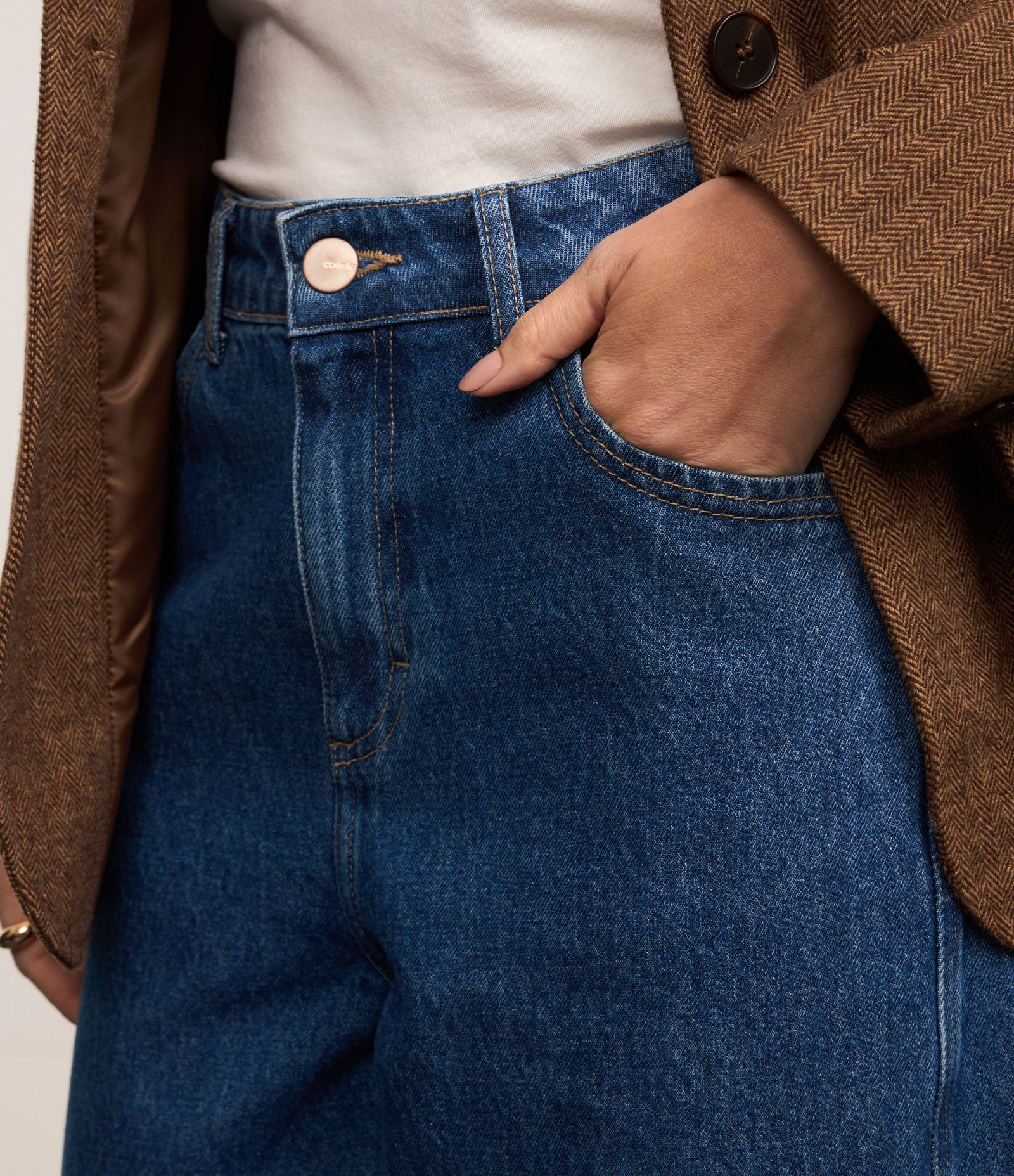 Calça Baggy em Jeans com Lateral Transpassada Azul 5