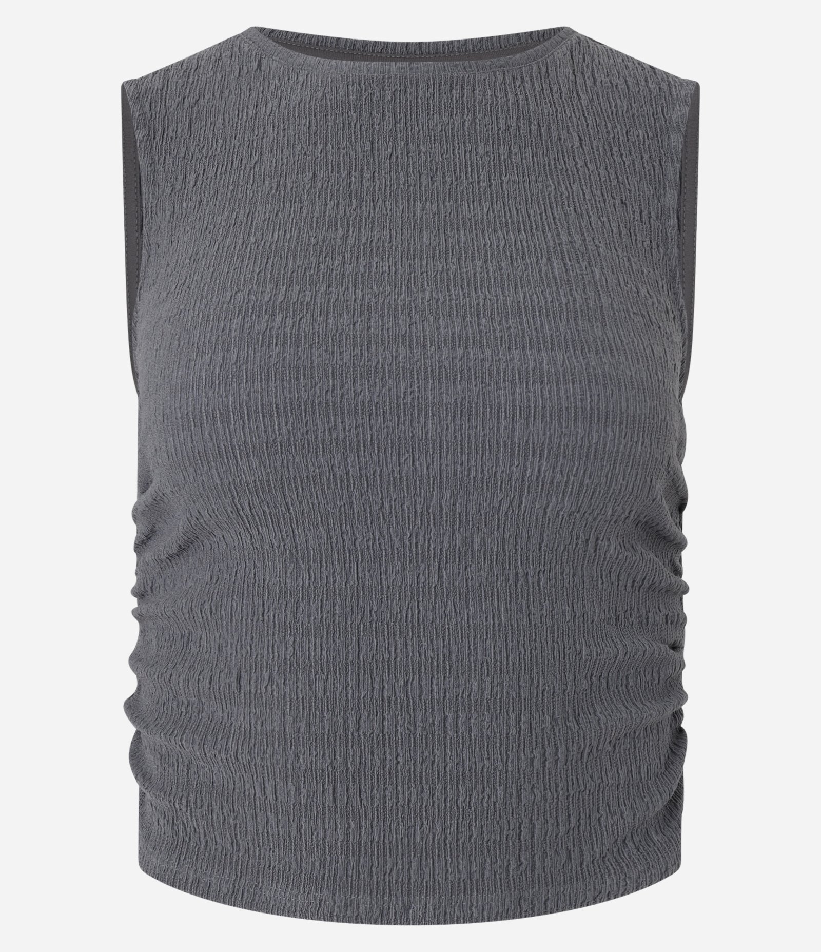 Blusa Texturizada com Franzidos Laterais Cinza 4