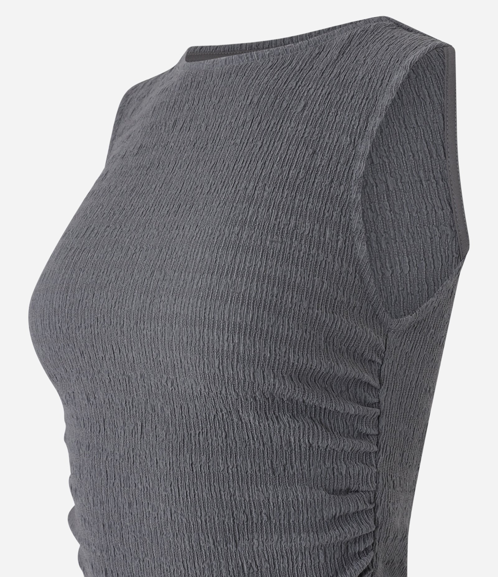 Blusa Texturizada com Franzidos Laterais Cinza 5