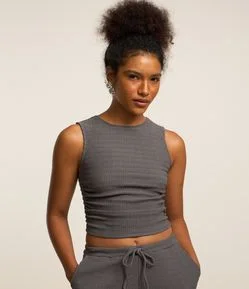 Blusa Texturizada com Franzidos Laterais