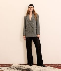 Calça Reta em Renda com Transparência