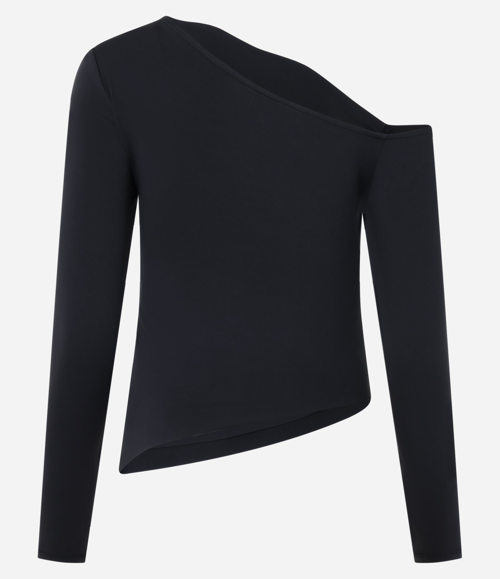 Blusa com Decote Assimétrico Detalhe Drapeado na Cava e Manga Longa Preto 5