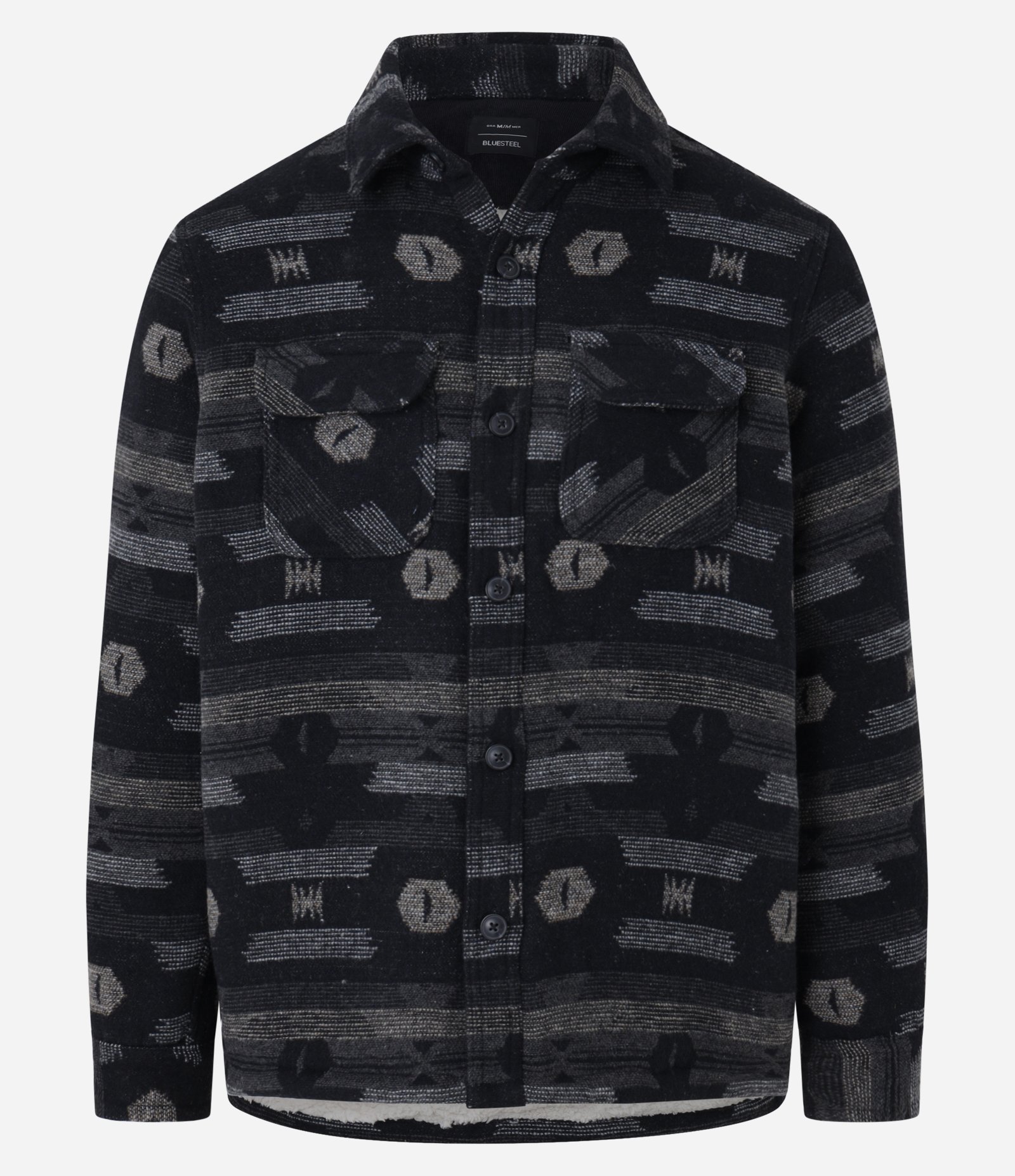 Jaqueta Oversized em Sherpa com Estampa Étnica Cinza 8