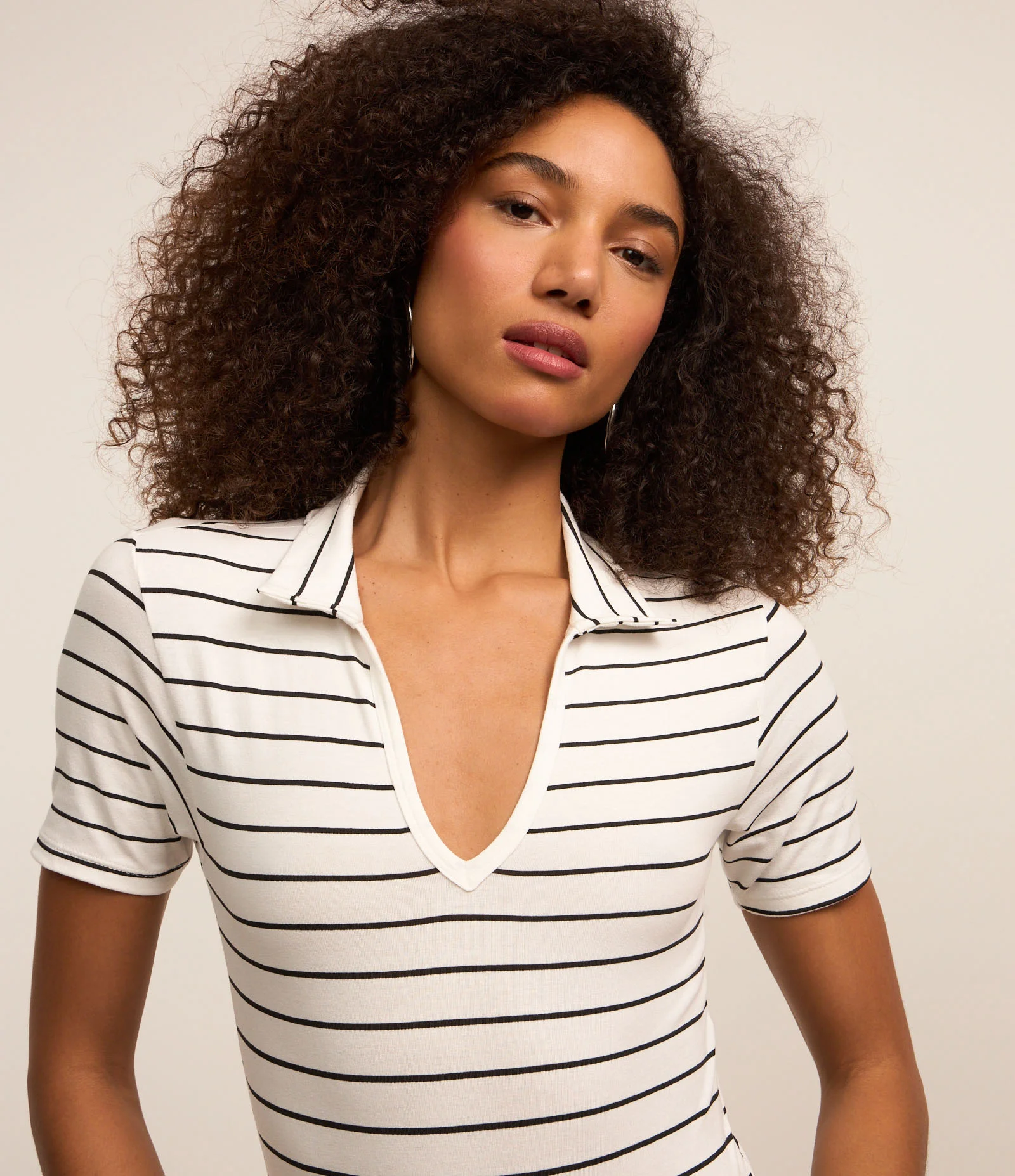 Body em Ribana Listrada com Gola Polo Branco 1