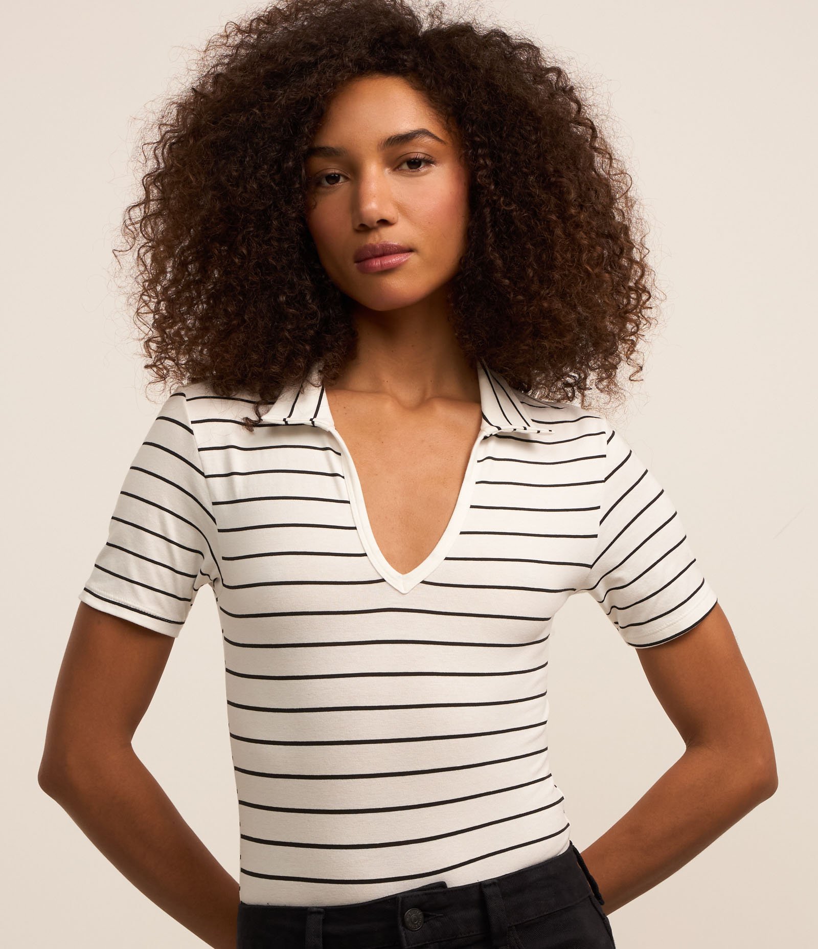 Body em Ribana Listrada com Gola Polo Branco 5