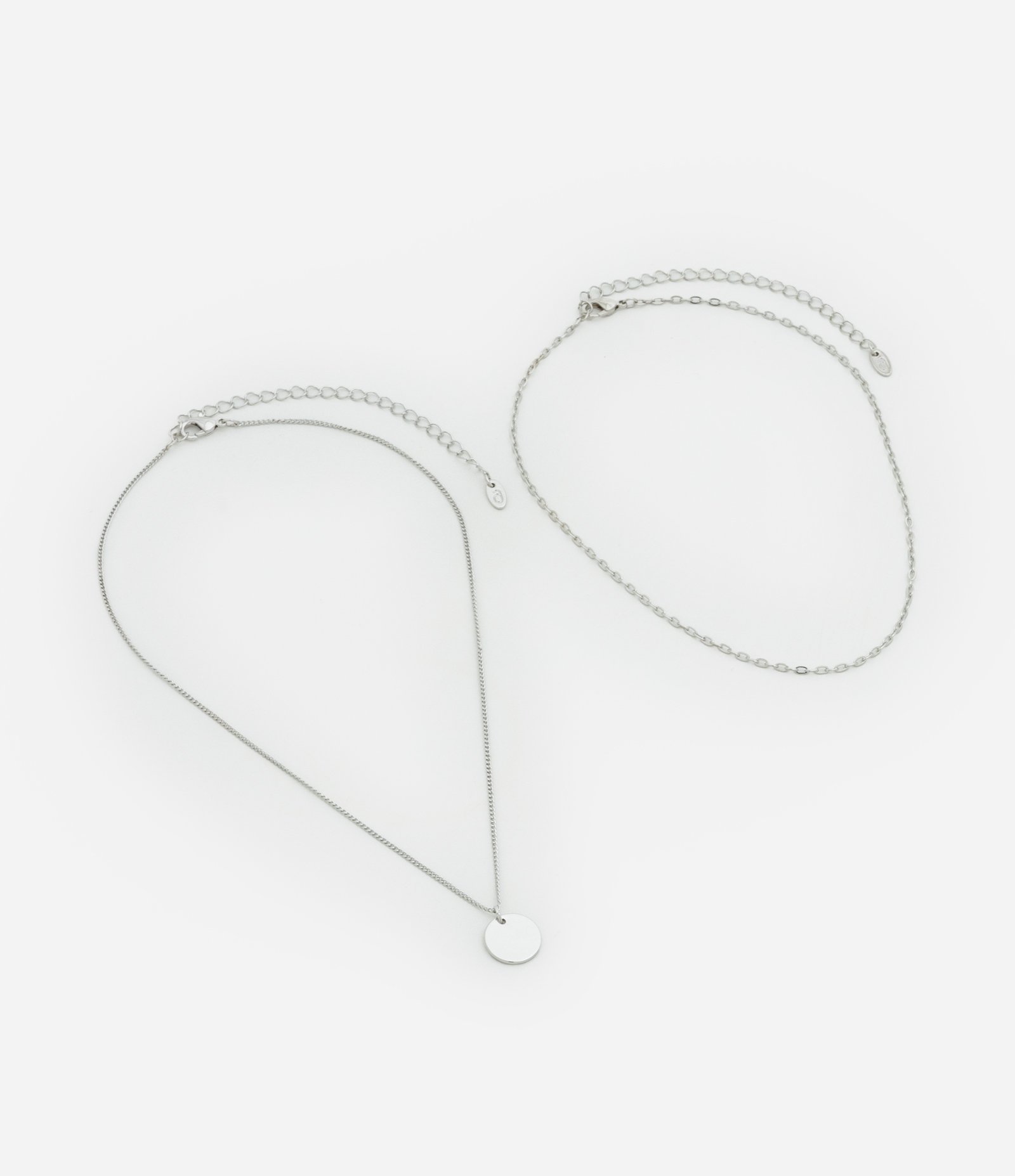 Colar Camadas Folheado em Metal com Pingente Redondo Prata 2