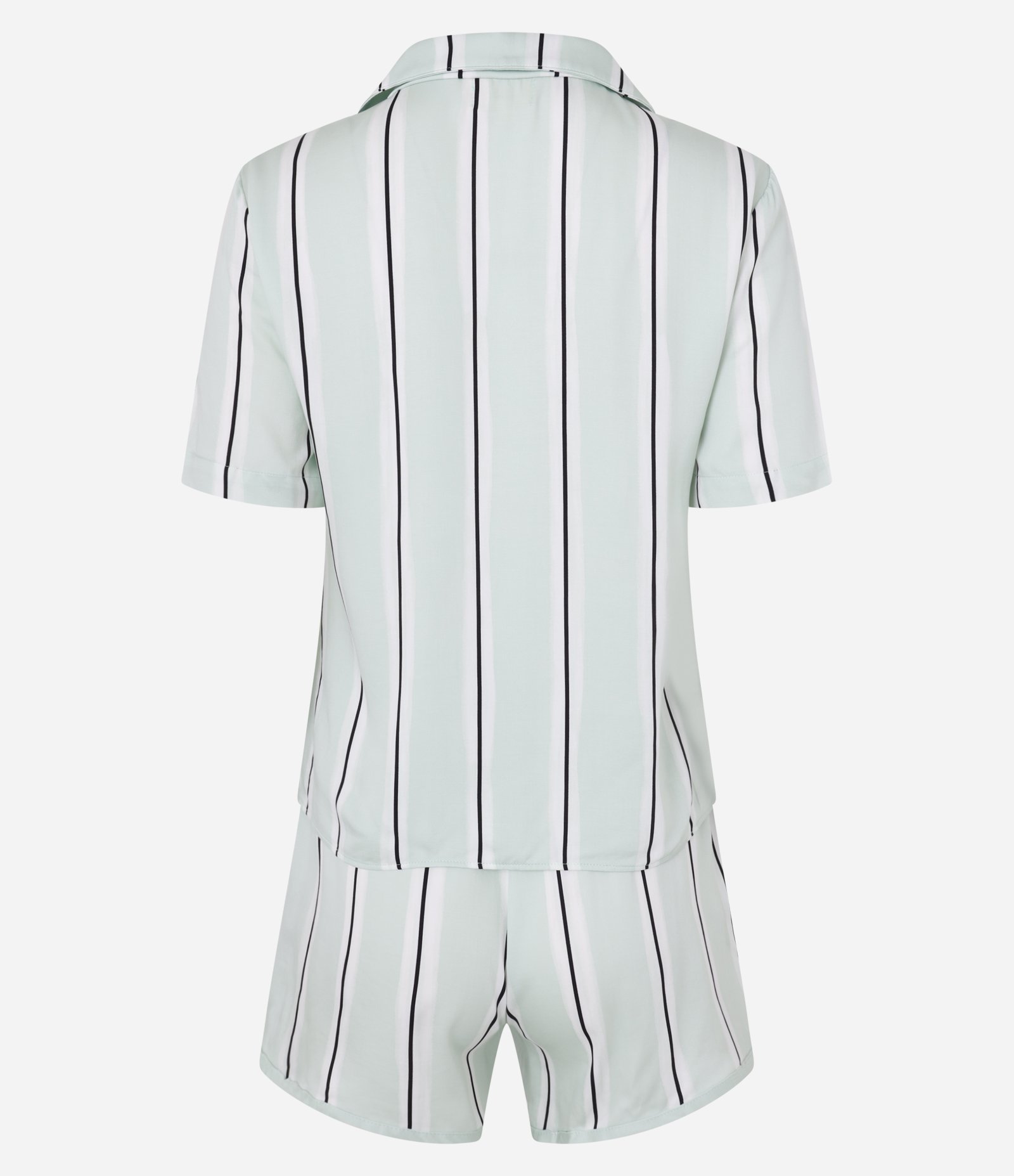 Pijama Short Doll Manga Curta em Viscose com Estampa de Litras e Acetinado Verde 6