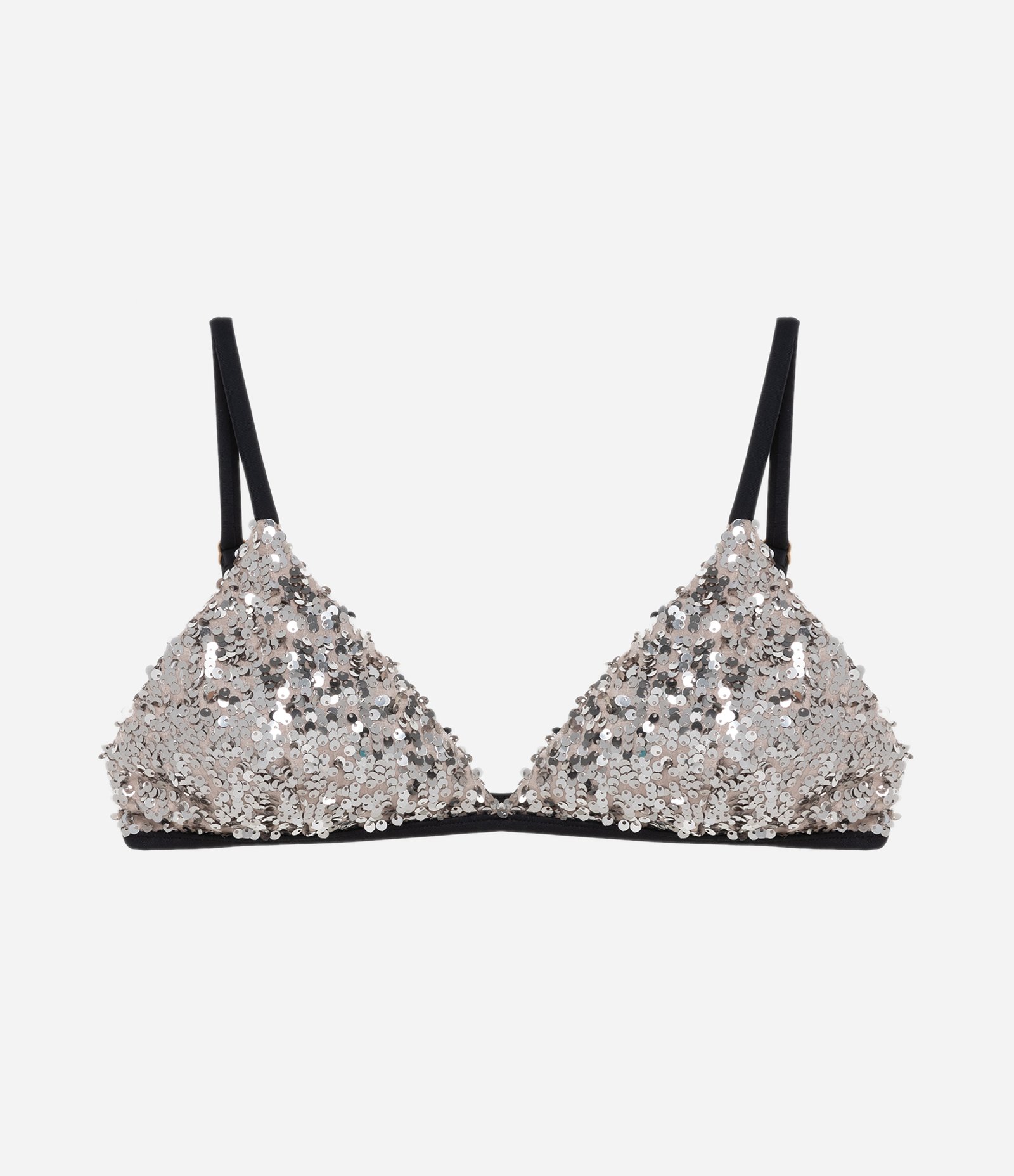 Biquíni Top Triângulo Fixo em Paetê Prata 5