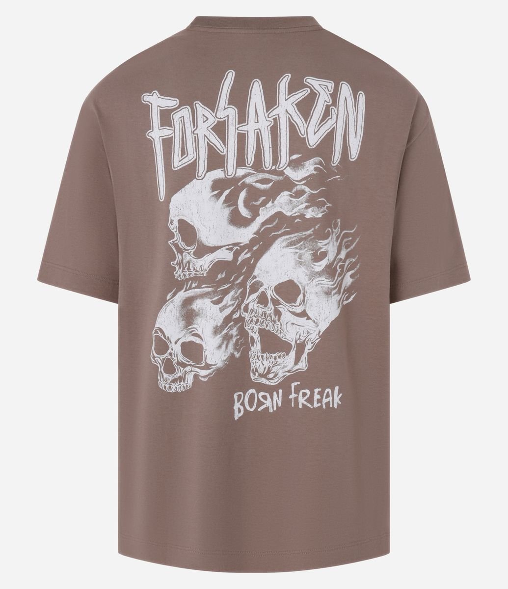 Camiseta Relaxed em Malhão Estonado com Estampa Forsaken Born