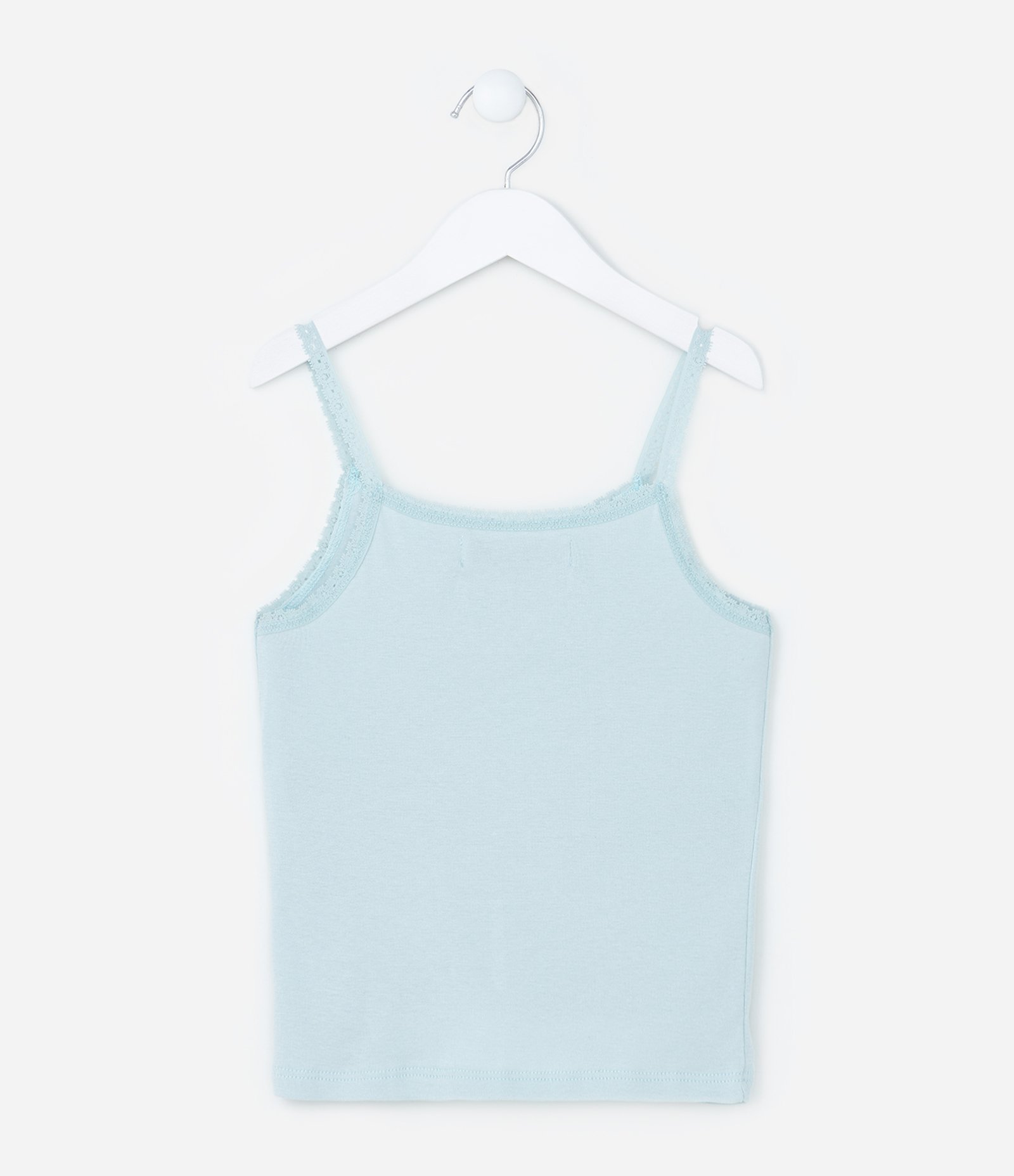 Regata Infantil com Botões e Alça Rendada - Tam 5 a 14 Anos Azul 2