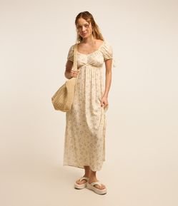 Vestido New Midi em Chalis com Estampa Floral Liberty