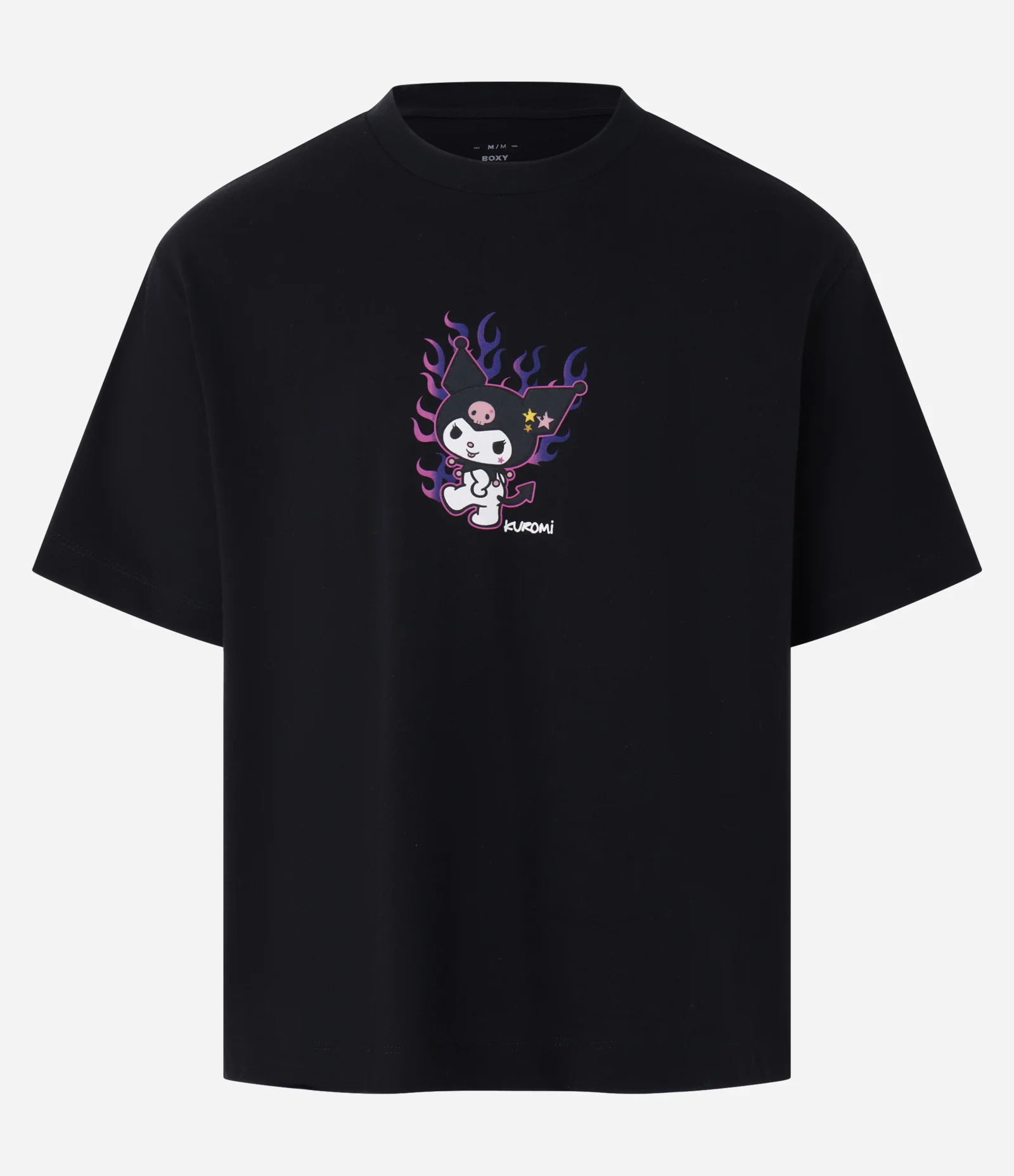 Camiseta Boxy em Malhão com Estampa Kuromi Preto 1